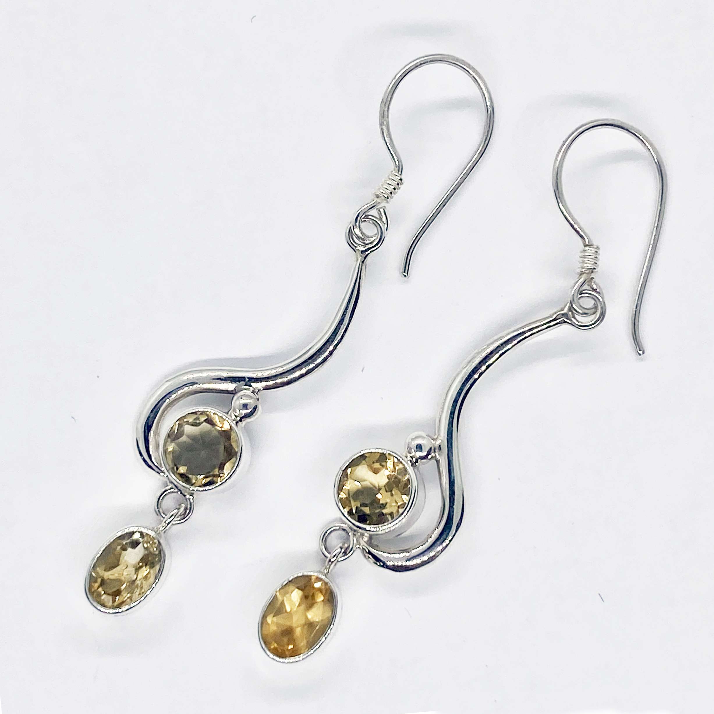 (HANDMADE 925 BALI SILVER EARRINGS WITH CITRINE)